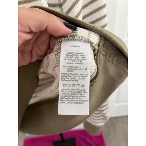 Madewell Relaxed Long-Sleeve Crewneck Tee in Stripe Cargo Green Size M - Picture 5 of 8